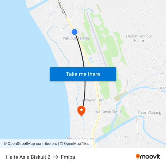 Halte Asia Biskuit 2 to Fmipa map