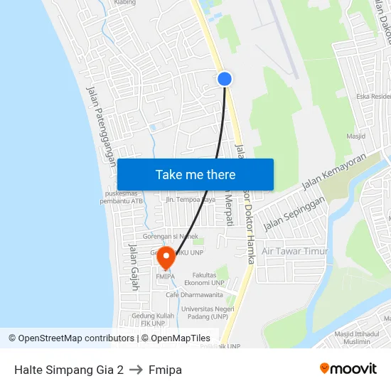 Halte Simpang Gia 2 to Fmipa map