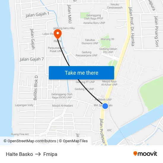 Halte Basko to Fmipa map