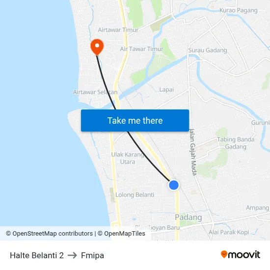 Halte Belanti 2 to Fmipa map