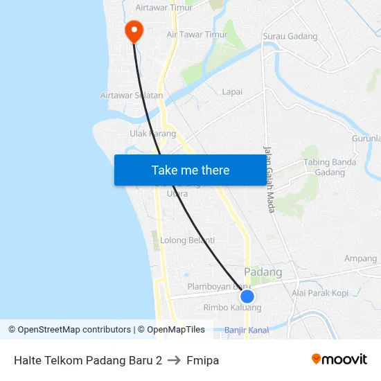 Halte Telkom Padang Baru 2 to Fmipa map