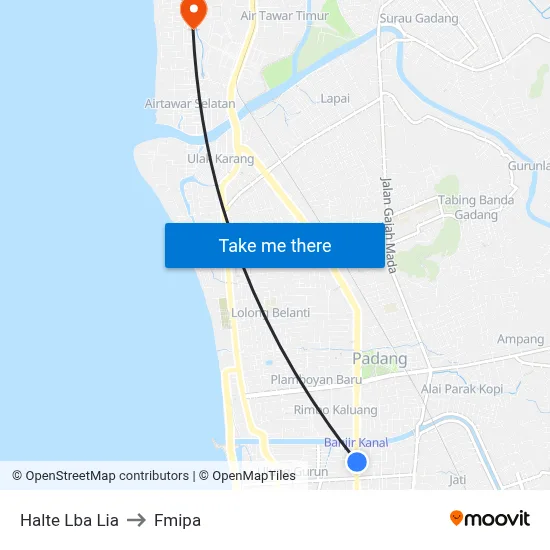 Halte Lba Lia to Fmipa map