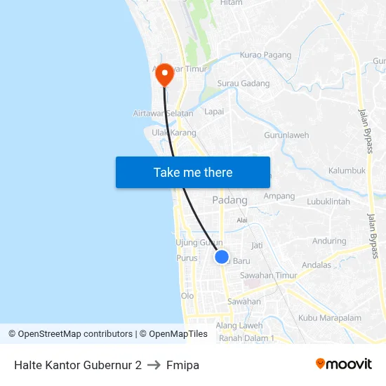 Halte Kantor Gubernur 2 to Fmipa map