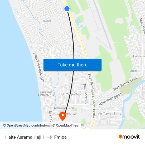 Halte Asrama Haji 1 to Fmipa map