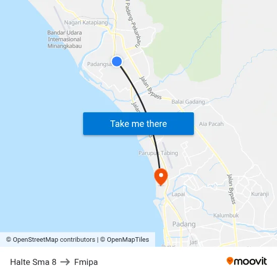Halte Sma 8 to Fmipa map