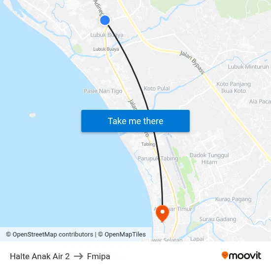 Halte Anak Air 2 to Fmipa map