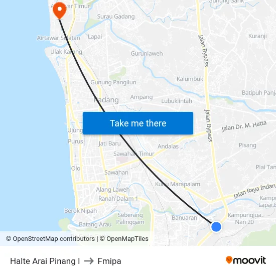 Halte Arai Pinang I to Fmipa map