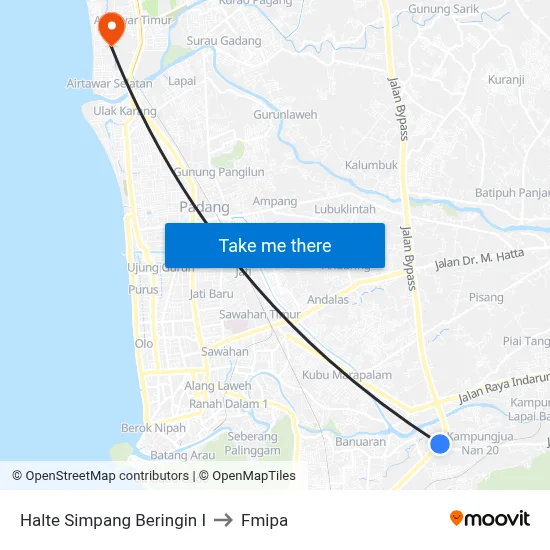 Halte Simpang Beringin I to Fmipa map