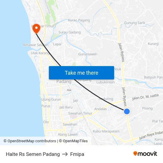 Halte Rs Semen Padang to Fmipa map