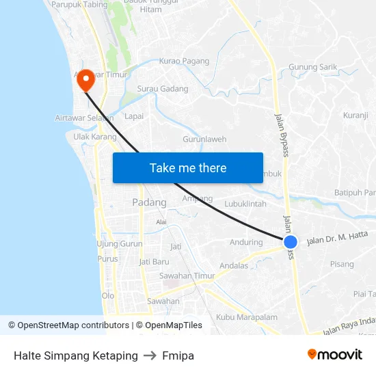 Halte Simpang Ketaping to Fmipa map