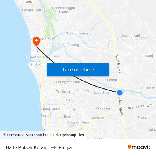 Halte Polsek Kuranji to Fmipa map