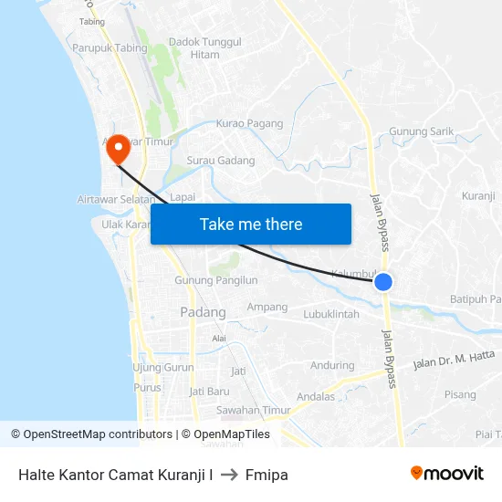 Halte Kantor Camat Kuranji I to Fmipa map