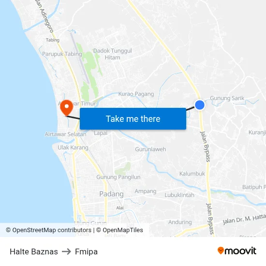 Halte Baznas to Fmipa map
