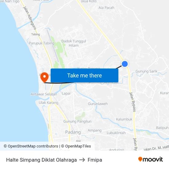 Halte Simpang Diklat Olahraga to Fmipa map