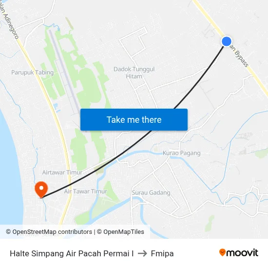 Halte Simpang Air Pacah Permai I to Fmipa map