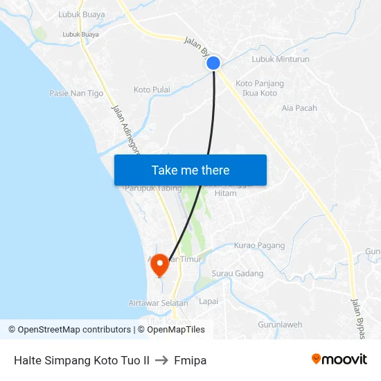 Halte Simpang Koto Tuo II to Fmipa map