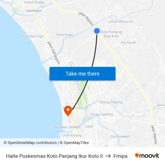 Halte Puskesmas Koto Panjang Ikur Koto II to Fmipa map