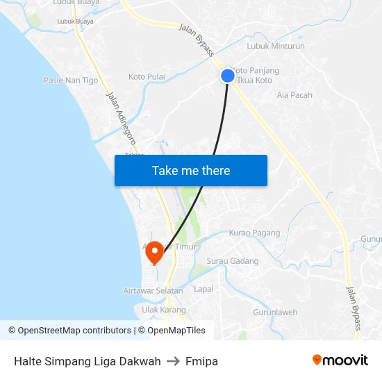 Halte Simpang Liga Dakwah to Fmipa map