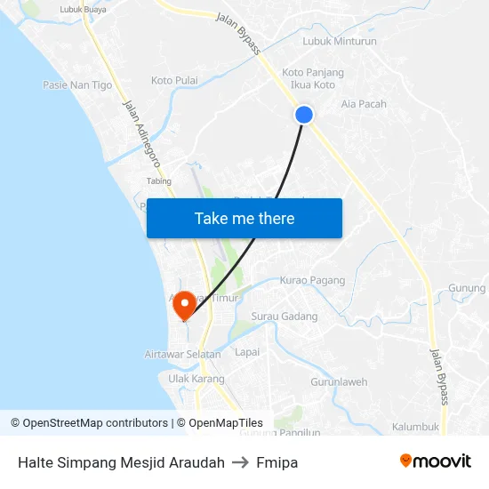 Halte Simpang Mesjid Araudah to Fmipa map