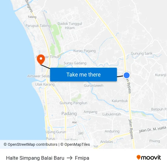 Halte Simpang Balai Baru to Fmipa map