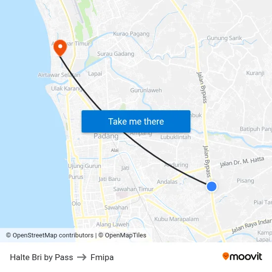 Halte Bri by Pass to Fmipa map