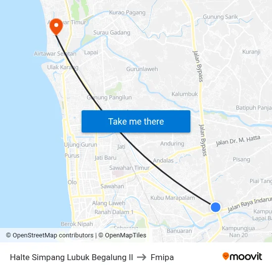 Halte Simpang Lubuk Begalung II to Fmipa map