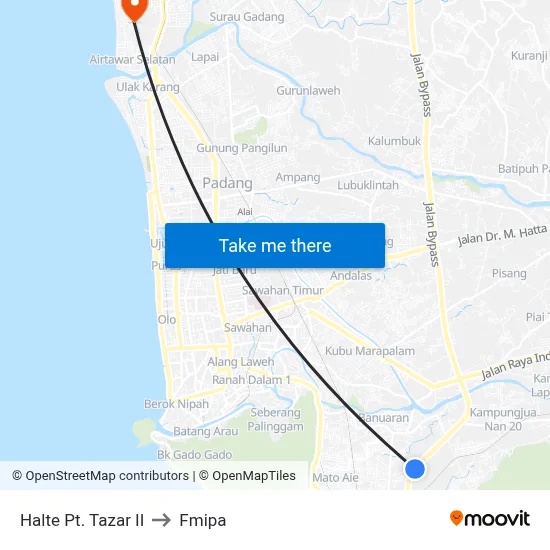 Halte Pt. Tazar II to Fmipa map
