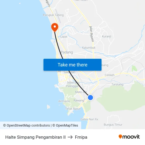 Halte Simpang Pengambiran II to Fmipa map