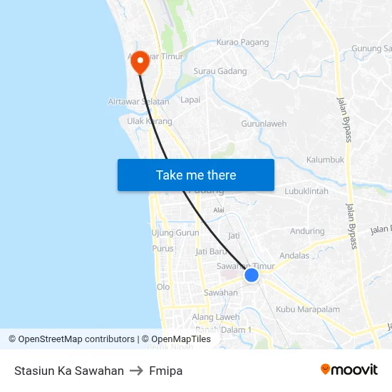 Stasiun Ka Sawahan to Fmipa map