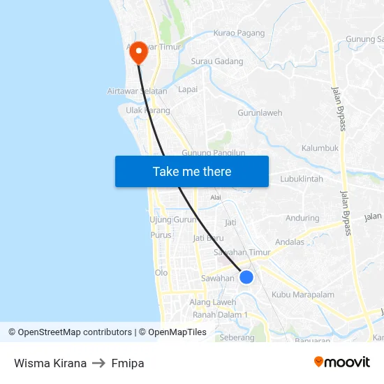 Wisma Kirana to Fmipa map
