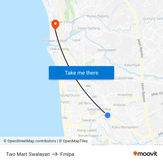 Two Mart Swalayan to Fmipa map