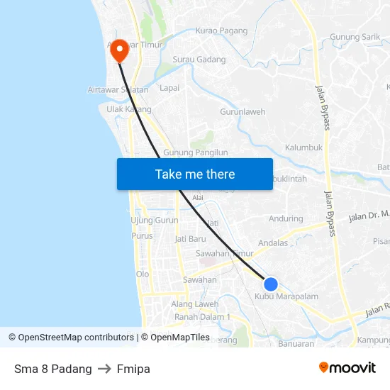 Sma 8 Padang to Fmipa map