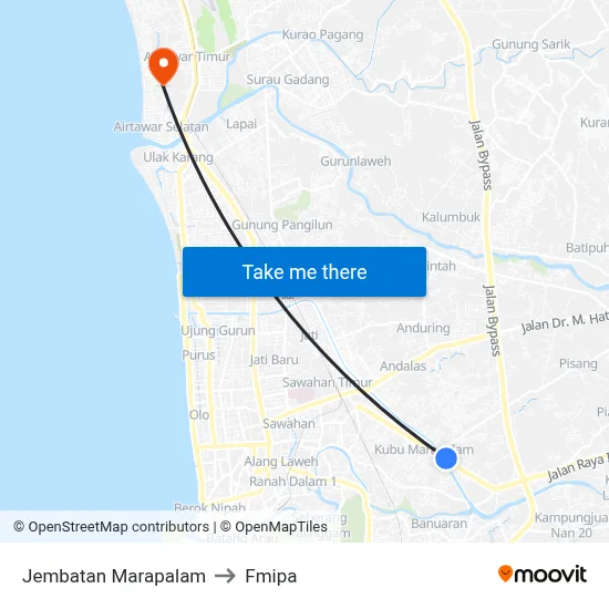 Jembatan Marapalam to Fmipa map