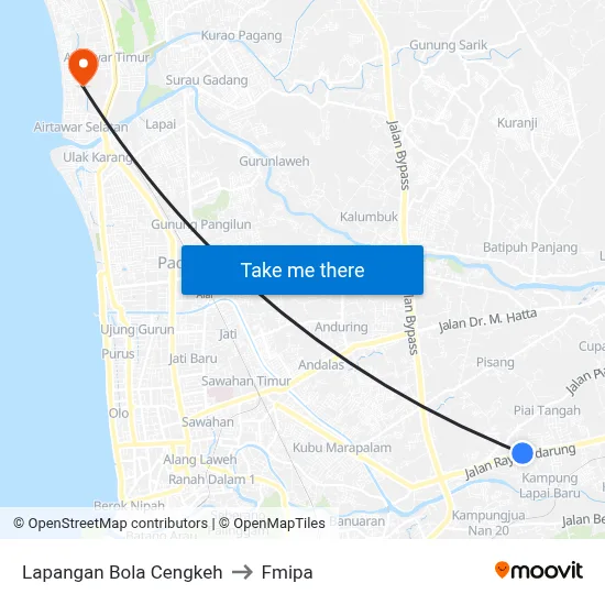 Lapangan Bola Cengkeh to Fmipa map
