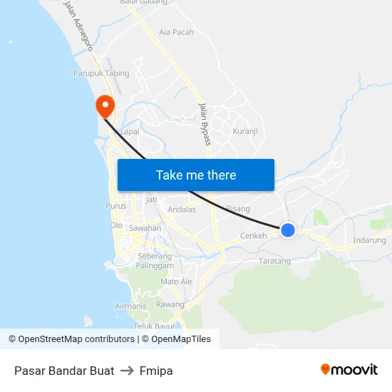 Pasar Bandar Buat to Fmipa map