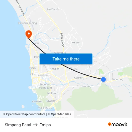 Simpang Patai to Fmipa map