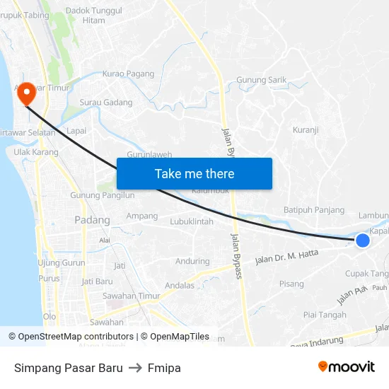 Simpang Pasar Baru to Fmipa map