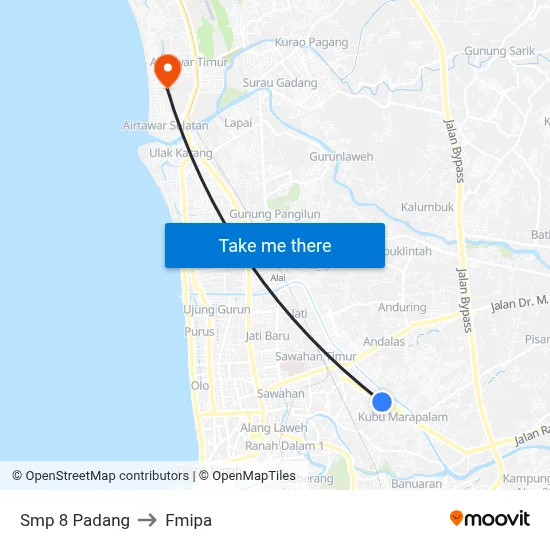 Smp 8 Padang to Fmipa map