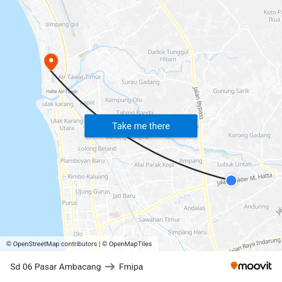 Sd 06 Pasar Ambacang to Fmipa map