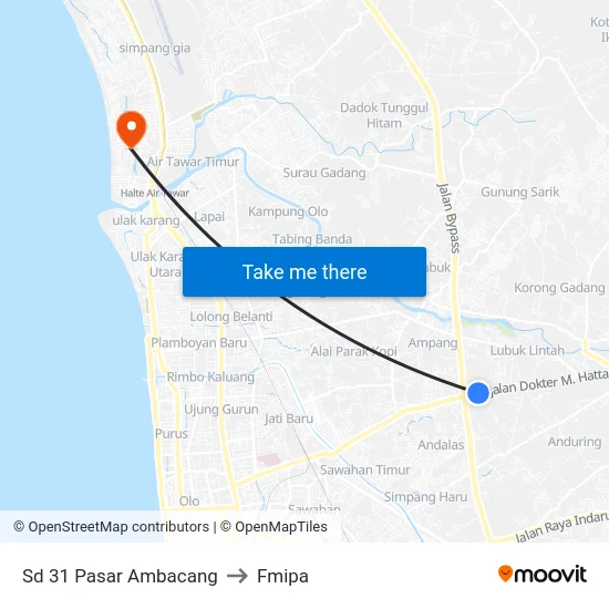 Sd 31 Pasar Ambacang to Fmipa map