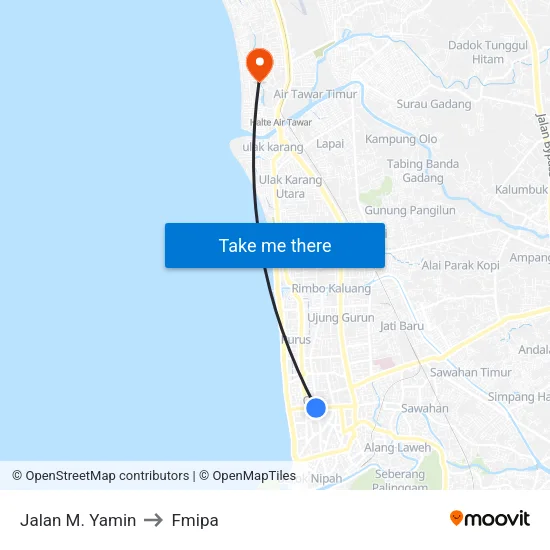 Jalan M. Yamin to Fmipa map