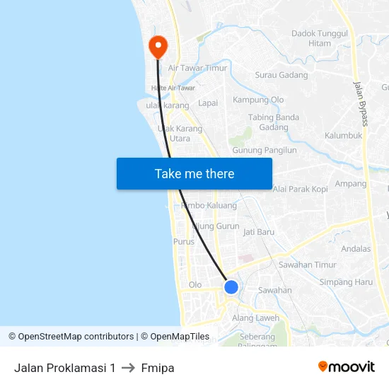 Jalan Proklamasi 1 to Fmipa map