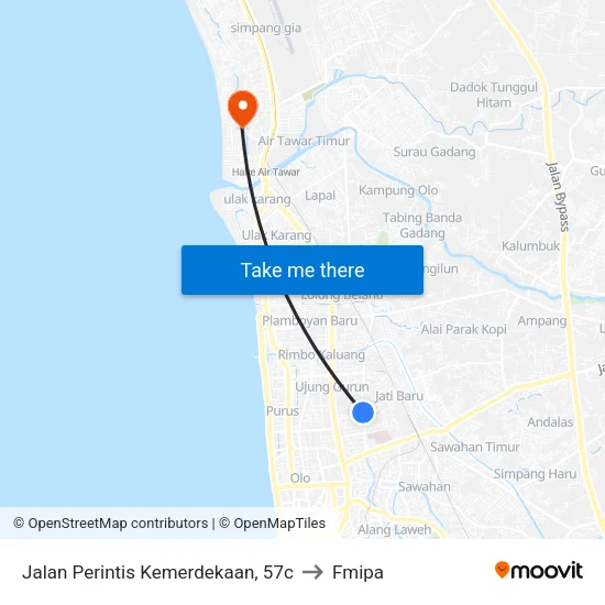 Jalan Perintis Kemerdekaan, 57c to Fmipa map