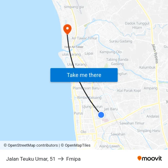 Jalan Teuku Umar, 51 to Fmipa map