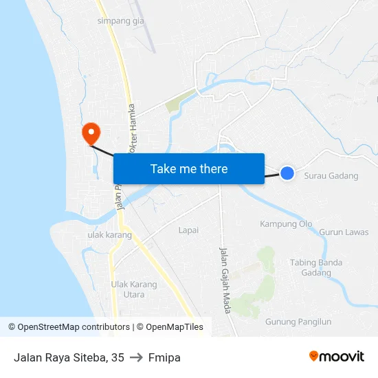 Jalan Raya Siteba, 35 to Fmipa map