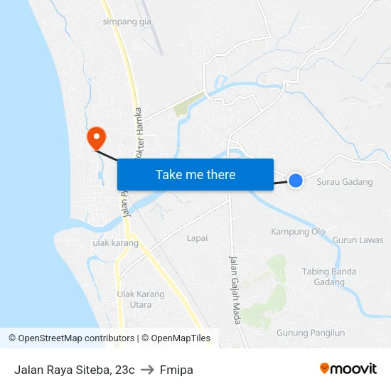 Jalan Raya Siteba, 23c to Fmipa map