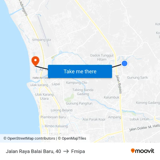 Jalan Raya Balai Baru, 40 to Fmipa map