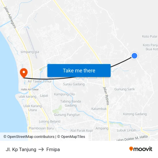 Jl. Kp Tanjung to Fmipa map