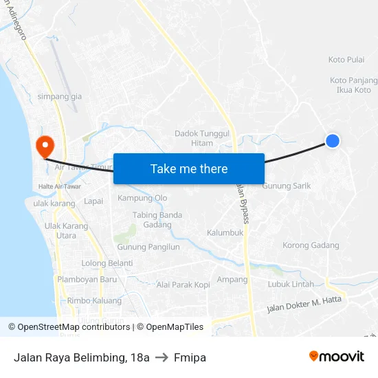 Jalan Raya Belimbing, 18a to Fmipa map