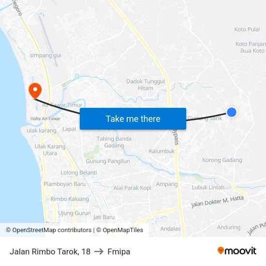 Jalan Rimbo Tarok, 18 to Fmipa map